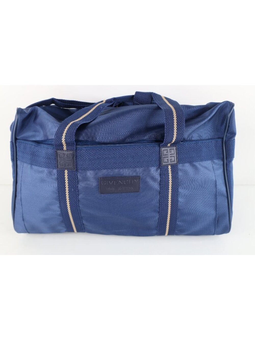 Vintage 80s 90s Givenchy Spell Out Handled Duffel Bag Gym Bag Weekender Blue
